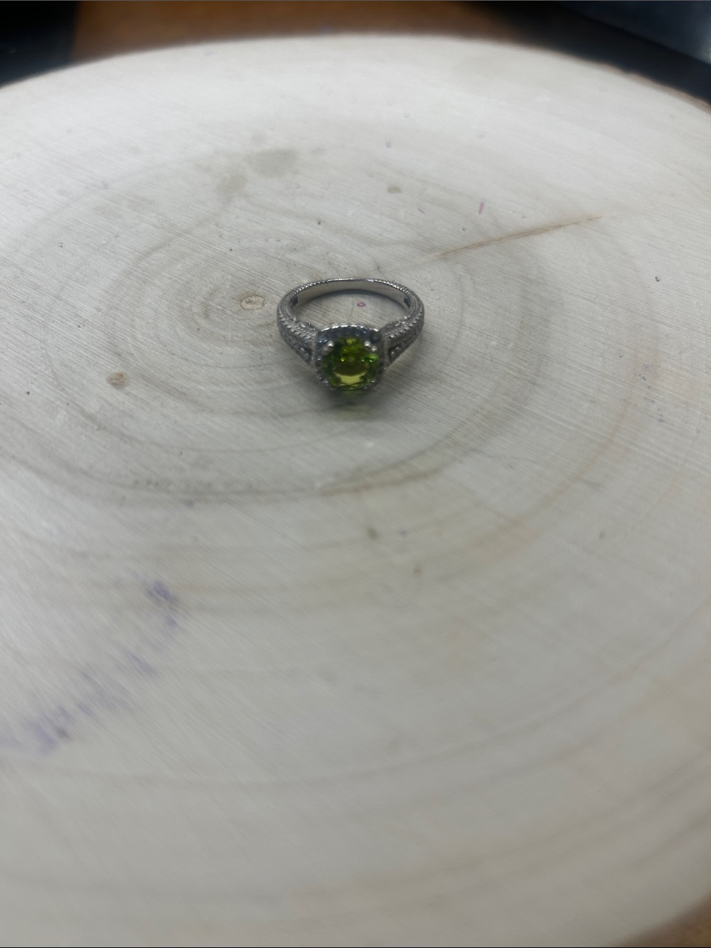Silver Ring with Green Peridot Center Stone - Women's Jewelry